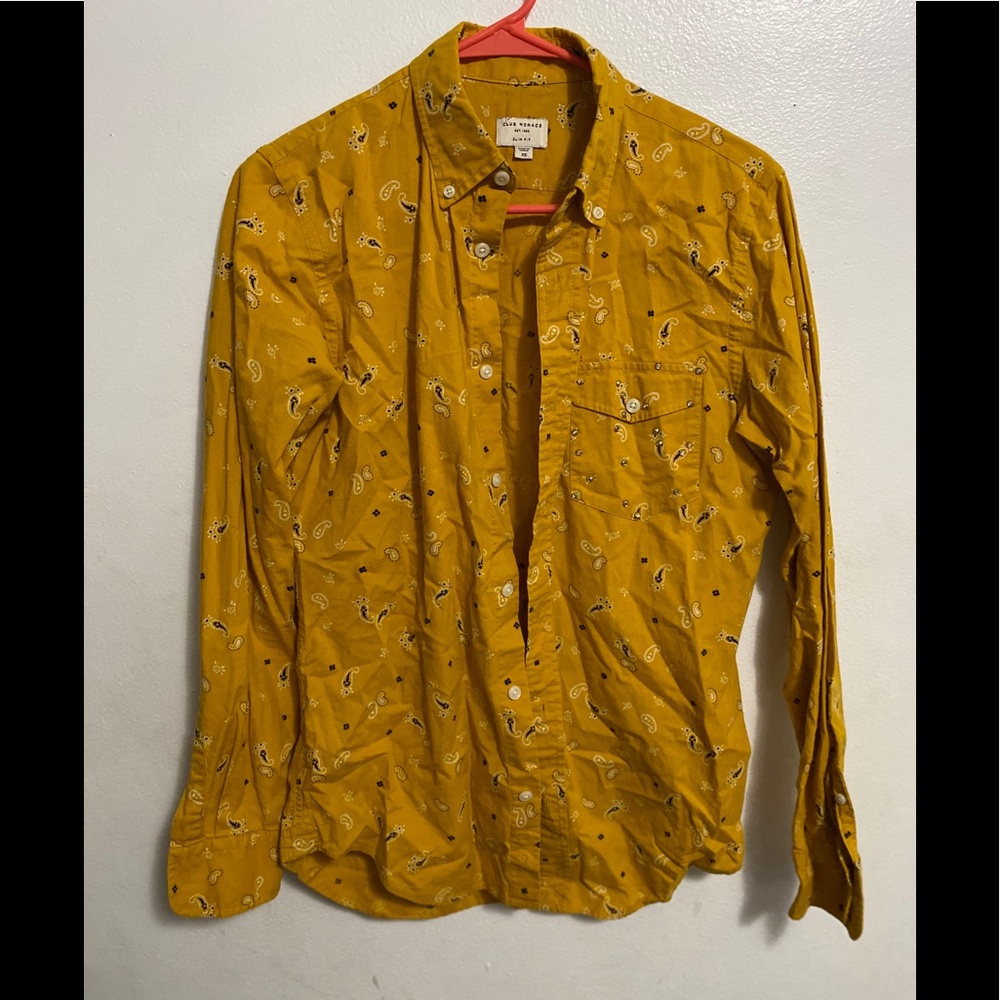 Club Monaco Mustard Yellow Paisley Button Down Shirt - Size XS